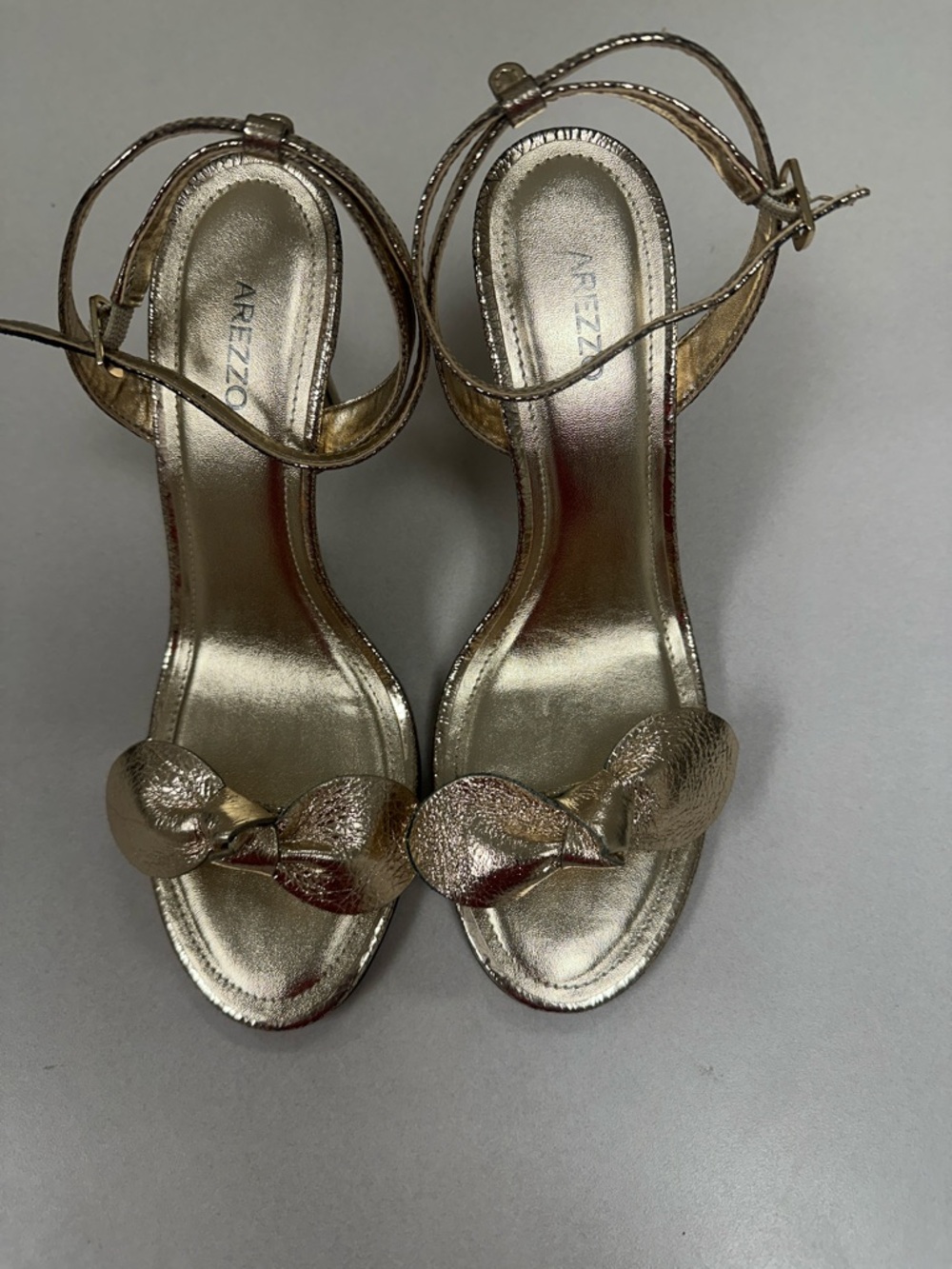 Alaia Metallic Gold Knotted Ankle-Strap Heels Size 9.5
